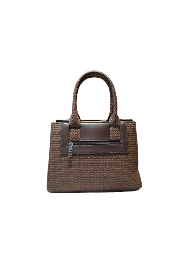 Luxury women's leather handbag brown color - Image 2