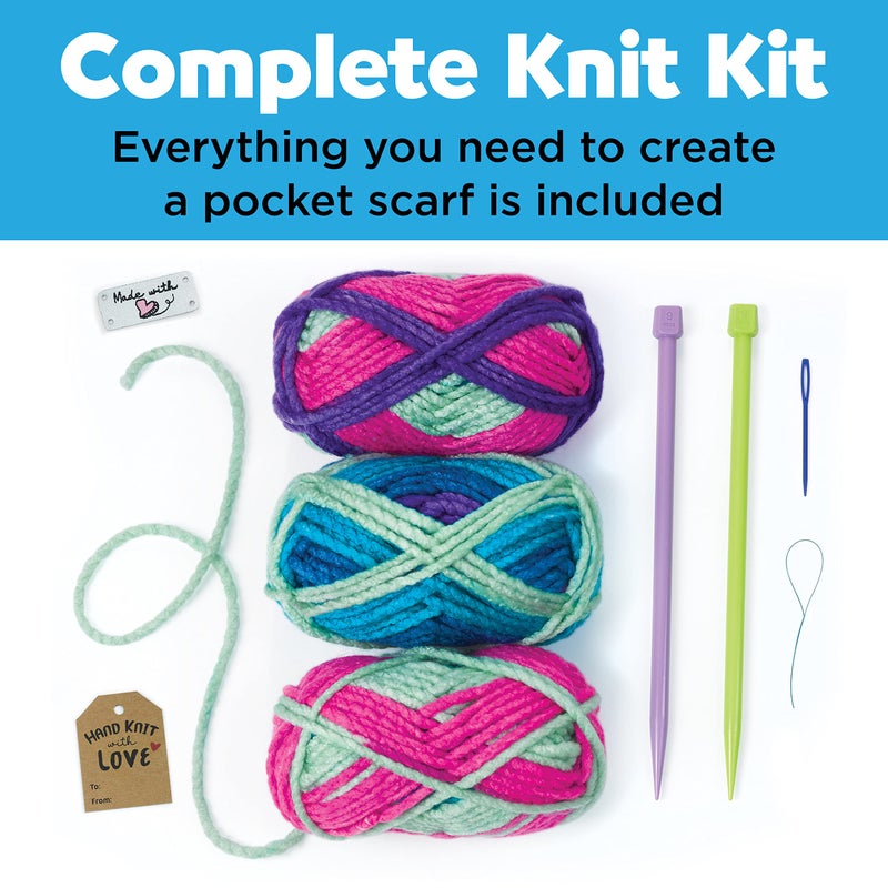 Creativity for Kids Learn to Knit Pocket Scarf Kit | Learn to Knit a Cozy, Functional Scarf with a Handy Pocket | Relaxing DIY Craft & Mindful Activity for Kids (Ages 9+) - Image 3