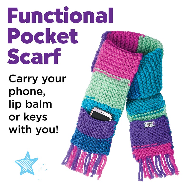 Creativity for Kids Learn to Knit Pocket Scarf Kit | Learn to Knit a Cozy, Functional Scarf with a Handy Pocket | Relaxing DIY Craft & Mindful Activity for Kids (Ages 9+) - Image 4