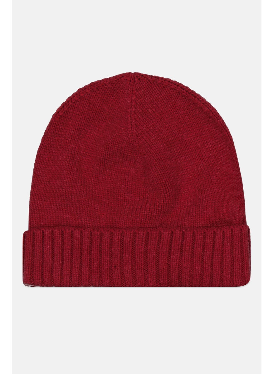 Reserved Kids Girl Plain Knitted Beanie, Maroon 