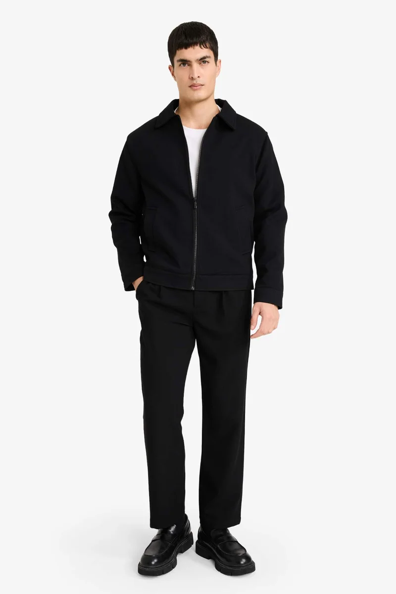 ديفاكتو Regular Fit Shirt Collar Lined Jacket