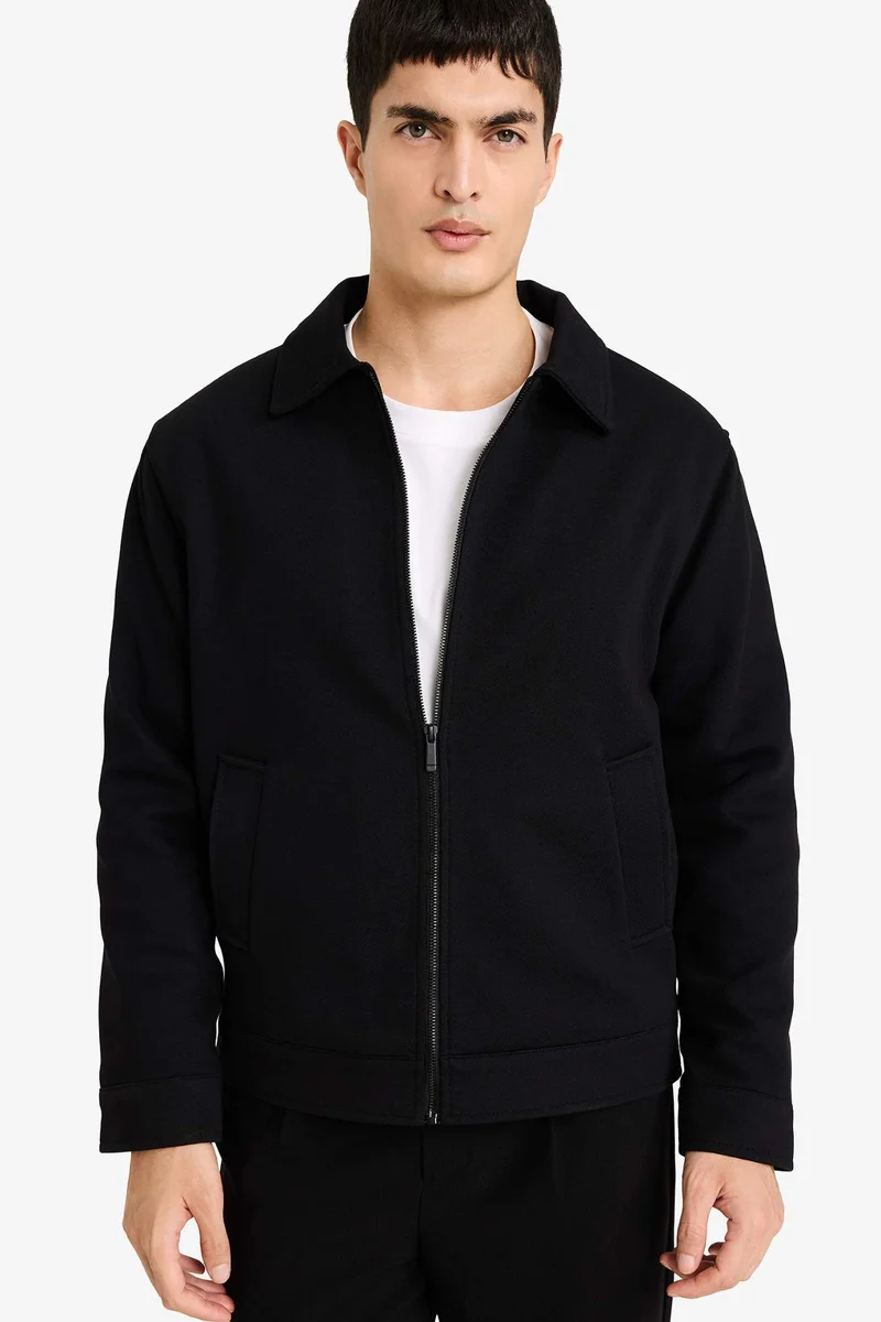 ديفاكتو Regular Fit Shirt Collar Lined Jacket