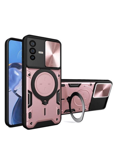 GOLDEN MASK For Vivo V23 5G/S12 Armored Camera Shield Cover Camera Lend Protection, Built-in 360° (Rose Gold)