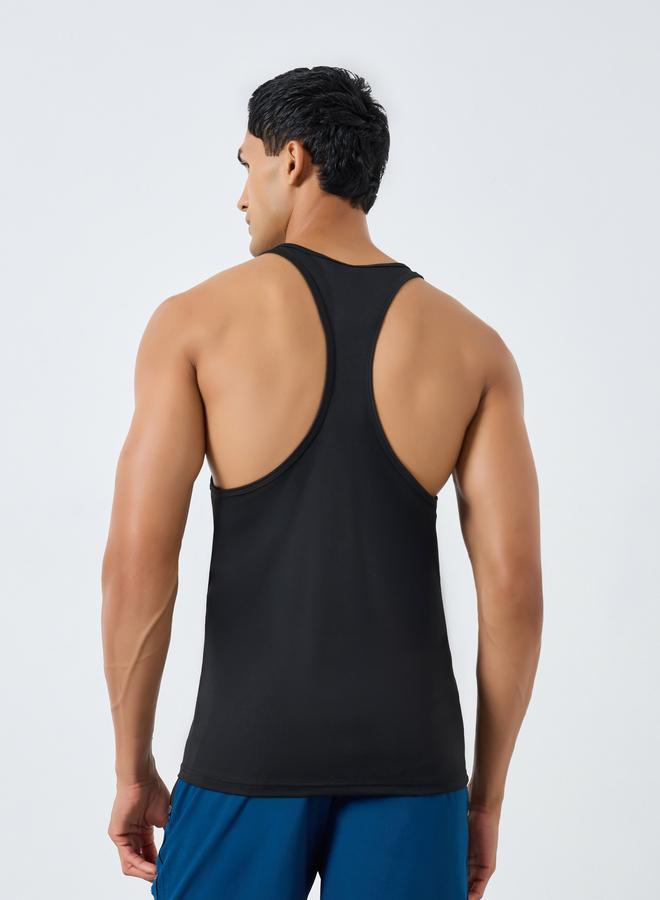 Styli Active Men Black Graphic Print Training Tank - Image 3