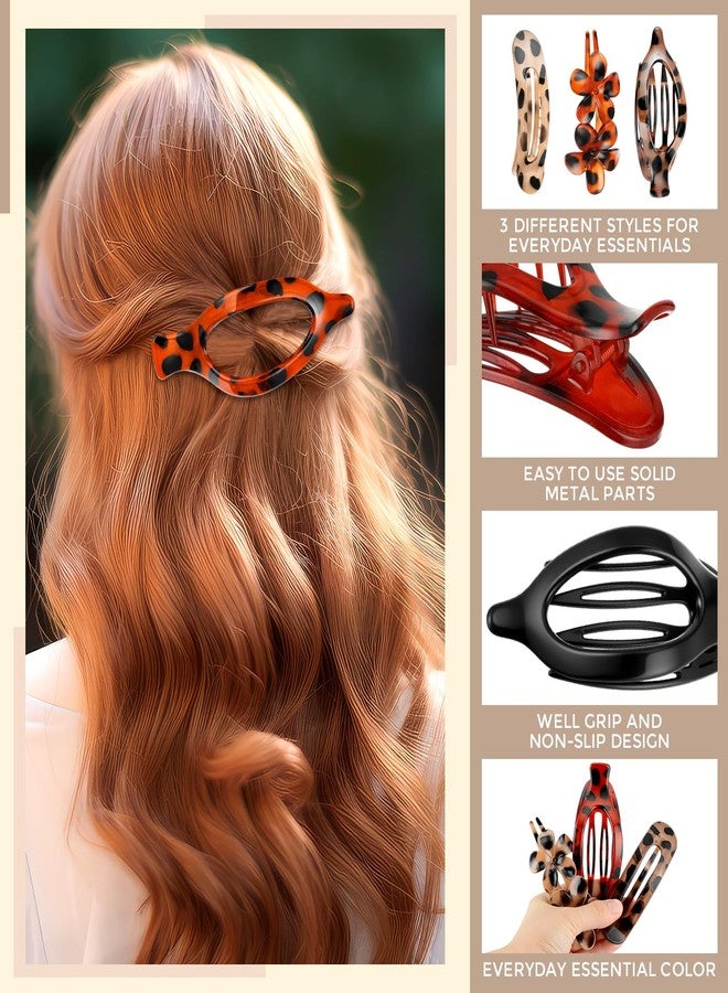 Canlierr 12 Pcs Flat Hair Clips for Women 3 Styles French Flat Claw Clips Strong Hold for Thick Thin Long Short Hair Accessories Plastic Non-slip Secure for Daily Wedding Party(Tortoiseshell) - Image 4