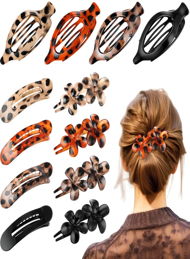 Canlierr 12 Pcs Flat Hair Clips for Women 3 Styles French Flat Claw Clips Strong Hold for Thick Thin Long Short Hair Accessories Plastic Non-slip Secure for Daily Wedding Party(Tortoiseshell) - Image 1