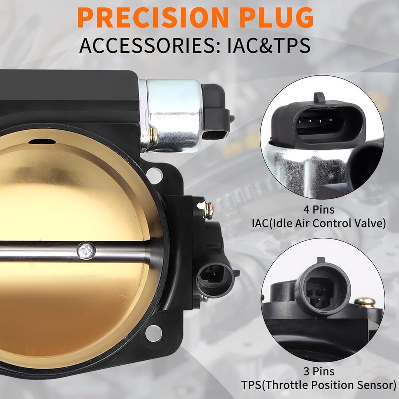 LOREADA LS 102mm Big Mouth Throttle Body with TPS and IAC for GM Gen III IV Engines - Image 3