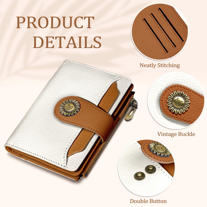 Icycay Beige Small Wallet Women RFID Blocking Bifold, Credit Card Holder, Zipper Coin Pocket, PU Leather, Compact, Travel, 4 ID Window, 14 Card Slots, Cash Purse, Ladies Woman Female Girls - Image 5