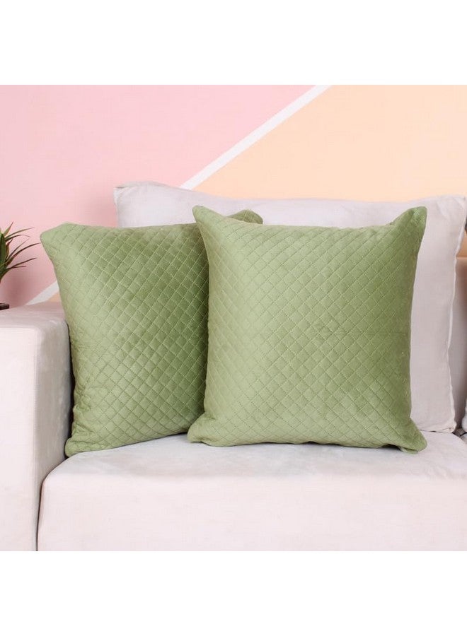 STITCHNEST طقم 2 غطاء وسادة | مخمل مبطن | مهندي | مظهر ناعم وفاخر | 16x16 بوصة | مناسب للكنبة وديكور غرفة المعيشة - Image 1