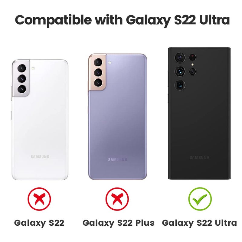 Tensea [3+2PCS for Samsung Galaxy S22 Ultra Camera Lens Protector, 9H Tempered Glass Camera Cover Screen Protector Metal Individual Ring, S22 Ultra 5G 2022 [Installation Tray][Removal tool]-Burgundy - Image 2