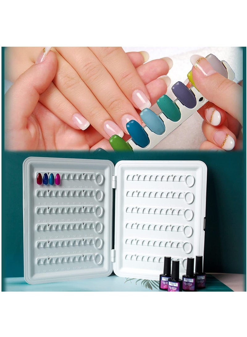 Professional 120 Nail Colors Chart,And 144 False Tips.White Gel Polish Display Card Book, Art Salon Design Booklet, Color Swatches Practice Board