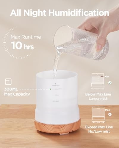 InnoGear Aromatherapy Diffuser 8 Essential Oils Set 300ml Premium 5in1 Ultrasonic Essential Oil Diffusers Scent Humidifier Aroma Diffuser Vaporizer AutoOff Timer for Room Office Home Yellow - Image 3