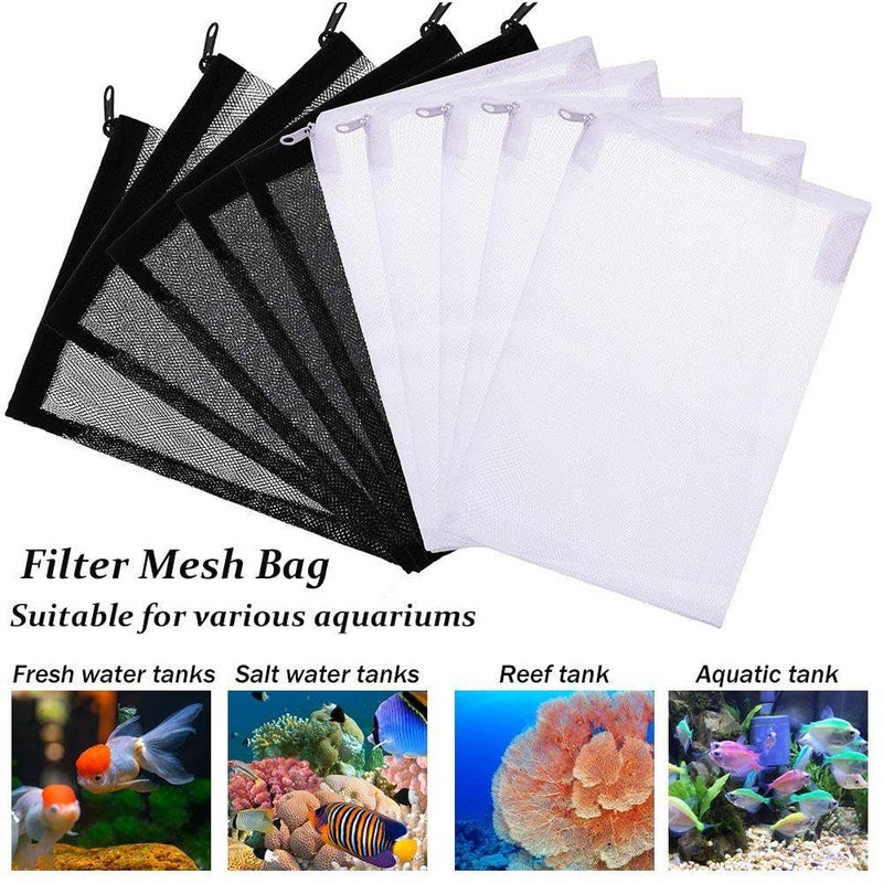 VAYINATO ® Filter Media Bags 10 PCS (Black & White) Aquarium Mesh Nylon Filter Media Net Bags with Zipper for Pellet Carbon, Ammonia Remover, Ceramic Rings, Bio Balls (500G) by Petzlifeworld - Image 2