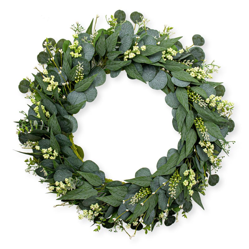JINGHONG Green Eucalyptus Wreath 26 Inch Greenery Wreaths for Front Door Artificial Spring Summer Wreath with Green Eucalyptus Leaf for All Seasons Home Farmhouse Wall Porch Decor - Image 1