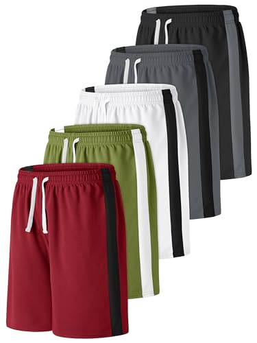 Resinta 5 Pack Boys Shorts Boys Basketball Athletic Shorts Kids Active Gym Soccer Sports Shorts Mesh Quick Dry Elastic Waist - Image 2