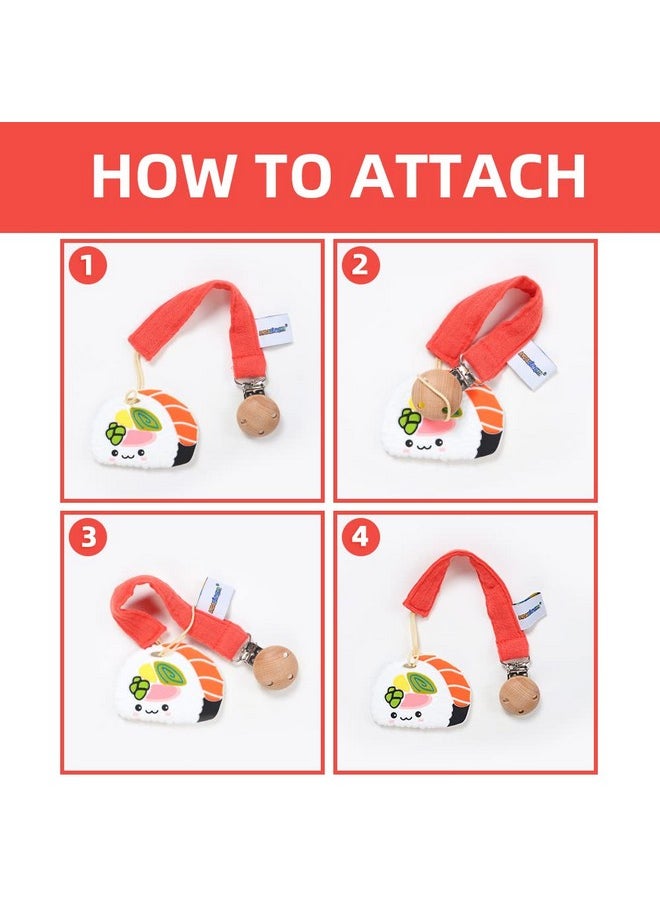 AmazingM - Baby Food Grade Silicone Teether Toy With Pacifier Clip Holderteething Pain Relief Toys Gift Set For 3 Months+ Boys And Girlsfreezer Safebpa Free (Sushi) - Image 1