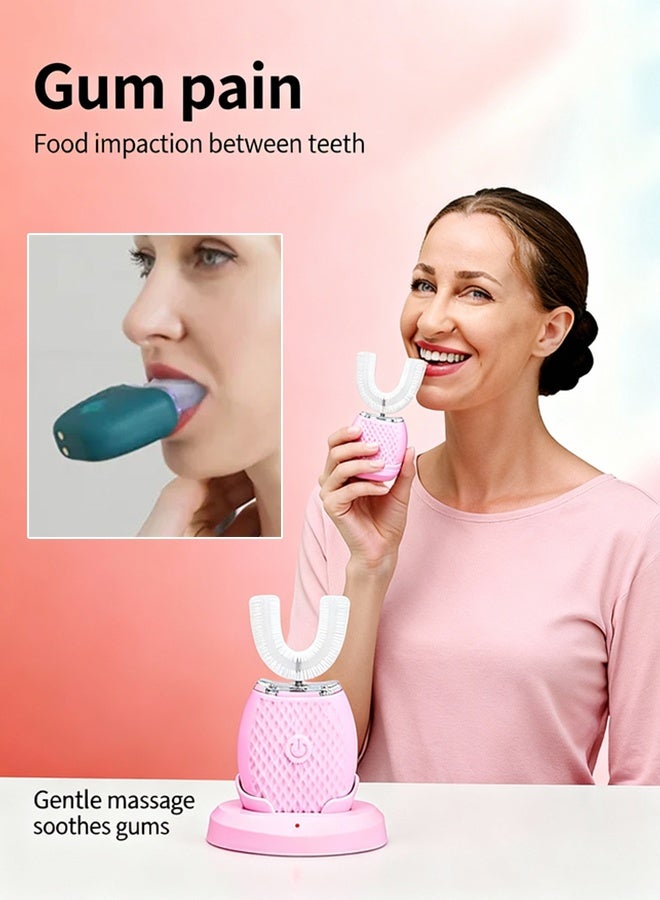 Electric Toothbrush USB Rechargeable Ultrasonic Toothbrush Teeth Cleaning Set. Innovative electric toothbrush for a brighter smile. Fully automatic adult U-shaped electric toothbrush, ultrasonic teeth whitening device, water-based whitening silicone mouthpiece. - Image 3