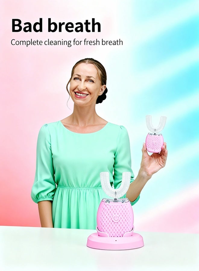 Electric Toothbrush USB Rechargeable Ultrasonic Toothbrush Teeth Cleaning Set. Innovative electric toothbrush for a brighter smile. Fully automatic adult U-shaped electric toothbrush, ultrasonic teeth whitening device, water-based whitening silicone mouthpiece. - Image 2