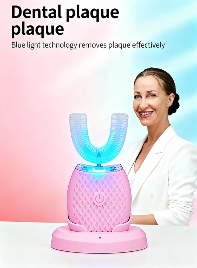 Electric Toothbrush USB Rechargeable Ultrasonic Toothbrush Teeth Cleaning Set. Innovative electric toothbrush for a brighter smile. Fully automatic adult U-shaped electric toothbrush, ultrasonic teeth whitening device, water-based whitening silicone mouthpiece. - Image 1