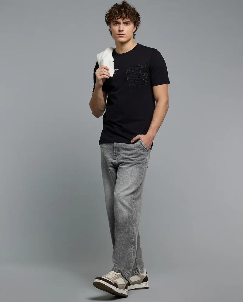 R&b  Washed Loose Fit Jeans with Button Closure for Men | Best Price UAE