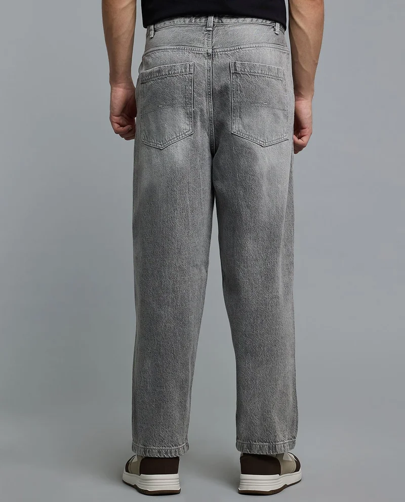 R&b  Washed Loose Fit Jeans with Button Closure for Men | Best Price UAE
