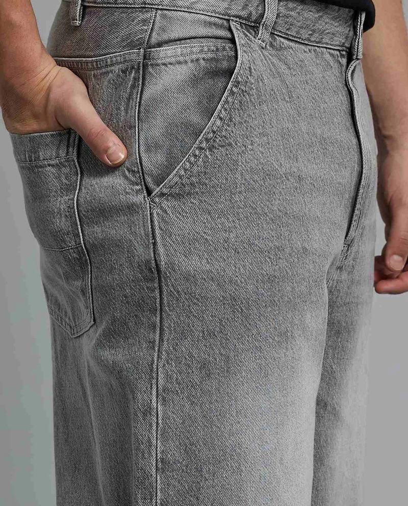 R&b  Washed Loose Fit Jeans with Button Closure for Men | Best Price UAE