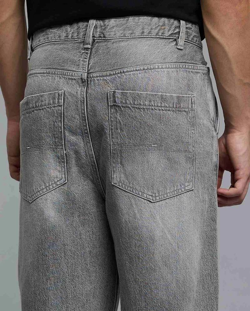 R&b  Washed Loose Fit Jeans with Button Closure for Men | Best Price UAE