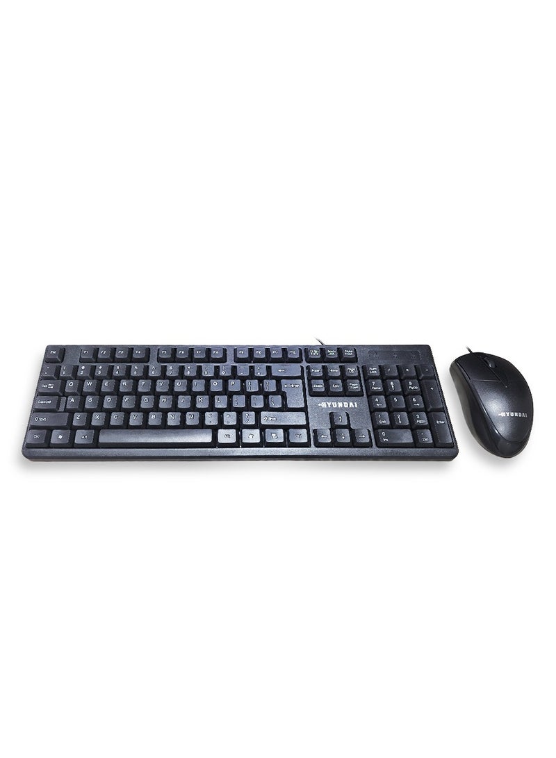Keyboard Mouse Wired Combo HY 1001 Black Wired membrane keyboard ,104 keys , Cable length : 1.5m  - Image 2