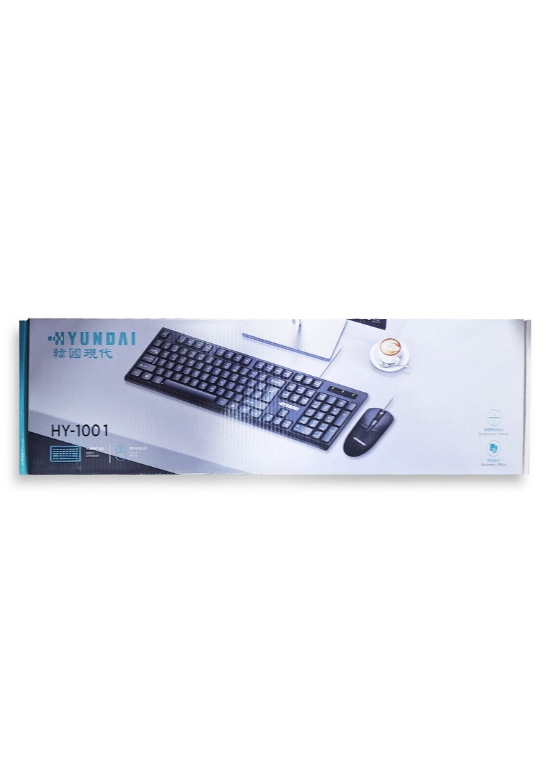 Keyboard Mouse Wired Combo HY 1001 Black Wired membrane keyboard ,104 keys , Cable length : 1.5m  - Image 5