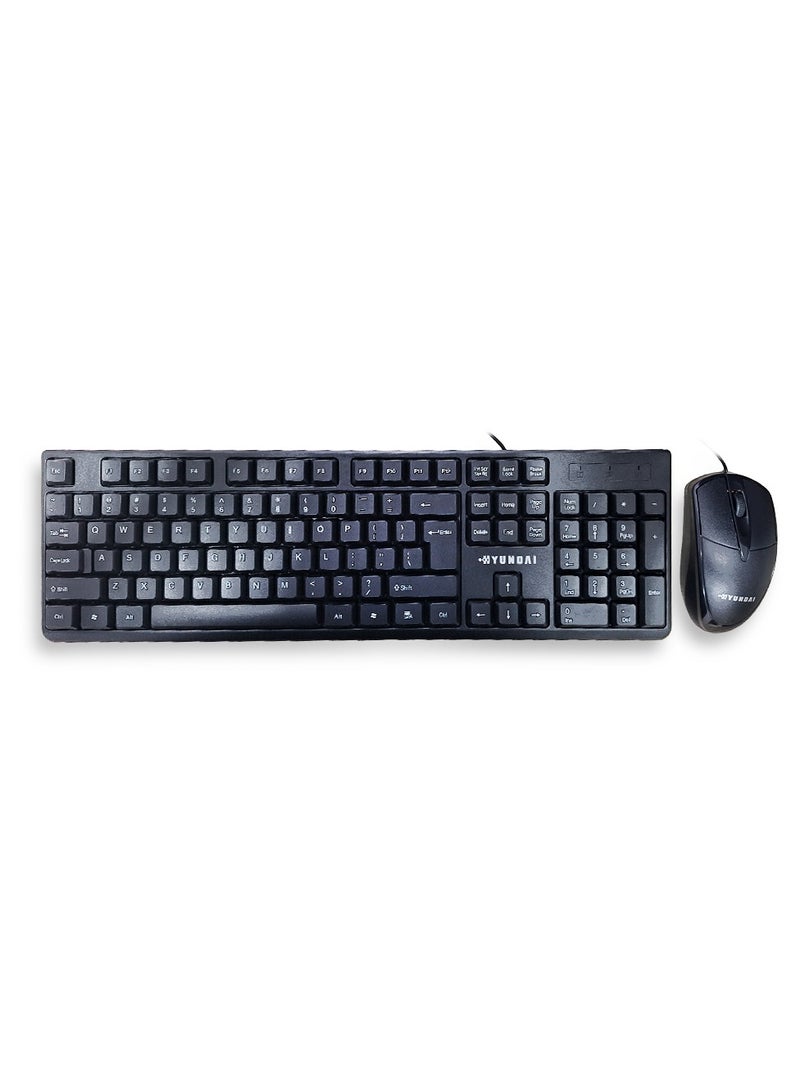 Keyboard Mouse Wired Combo HY 1001 Black Wired membrane keyboard ,104 keys , Cable length : 1.5m  - Image 1