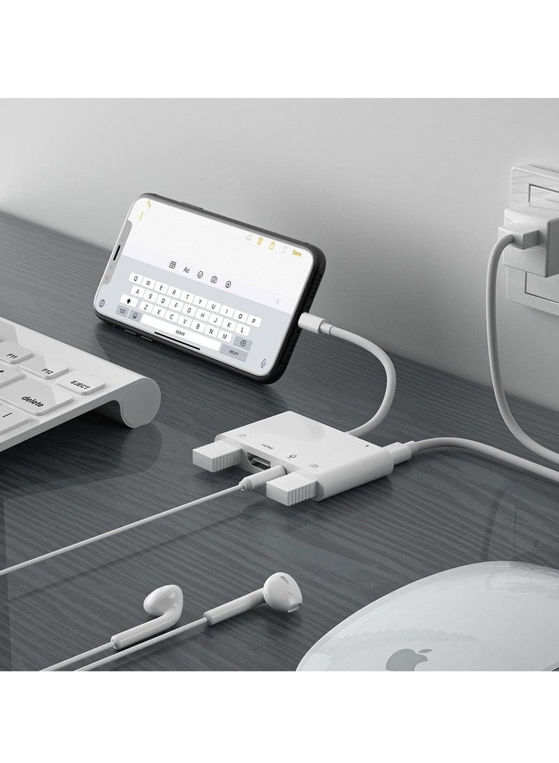 Adapter for Lightning to HDMI, Adapter for iPhone to TV, iPhone Microphone Adapter for Live-Streaming with Charging Port, Dual USB Female OTG Adapter Compatible with iPhone/iPad - Image 3