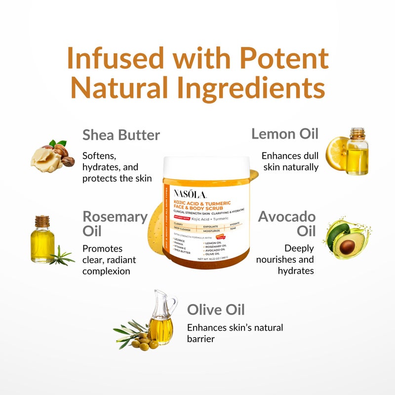 Nasola Kojic Acid Turmeric Face and Body Scrub - Image 4