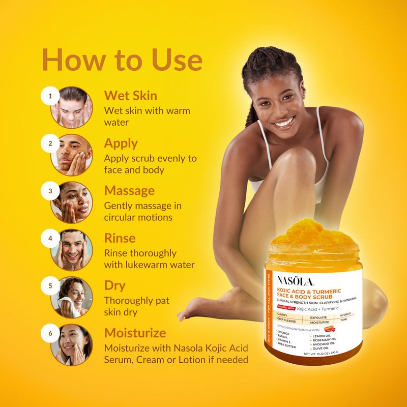 Nasola Kojic Acid Turmeric Face and Body Scrub - Image 5