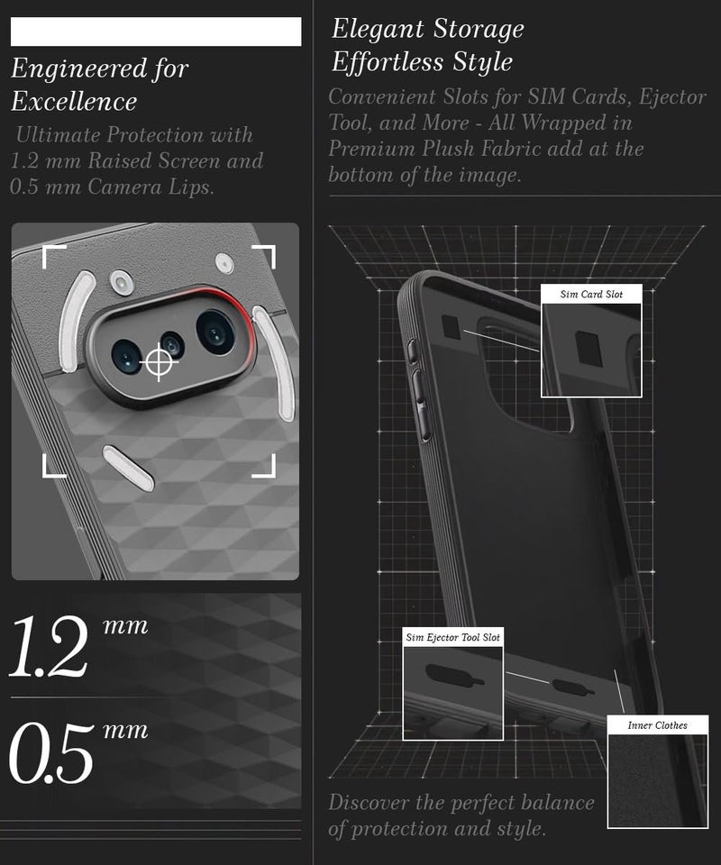 WOW Imagine غطاء خلفي WOW IMAGINE لهاتف Nothing Phone 3a 5G مع تصميم مكعب سداسي | جراب مطاطي ناعم فائق النحافة | قماش مخملي داخلي | جراب سيليكون مطاطي مرن غير لامع | حماية للكاميرا - رمادي - Image 5