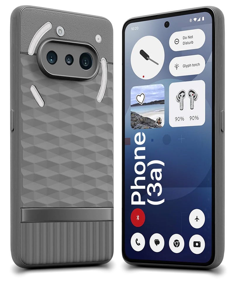 WOW Imagine غطاء خلفي WOW IMAGINE لهاتف Nothing Phone 3a 5G مع تصميم مكعب سداسي | جراب مطاطي ناعم فائق النحافة | قماش مخملي داخلي | جراب سيليكون مطاطي مرن غير لامع | حماية للكاميرا - رمادي - Image 1