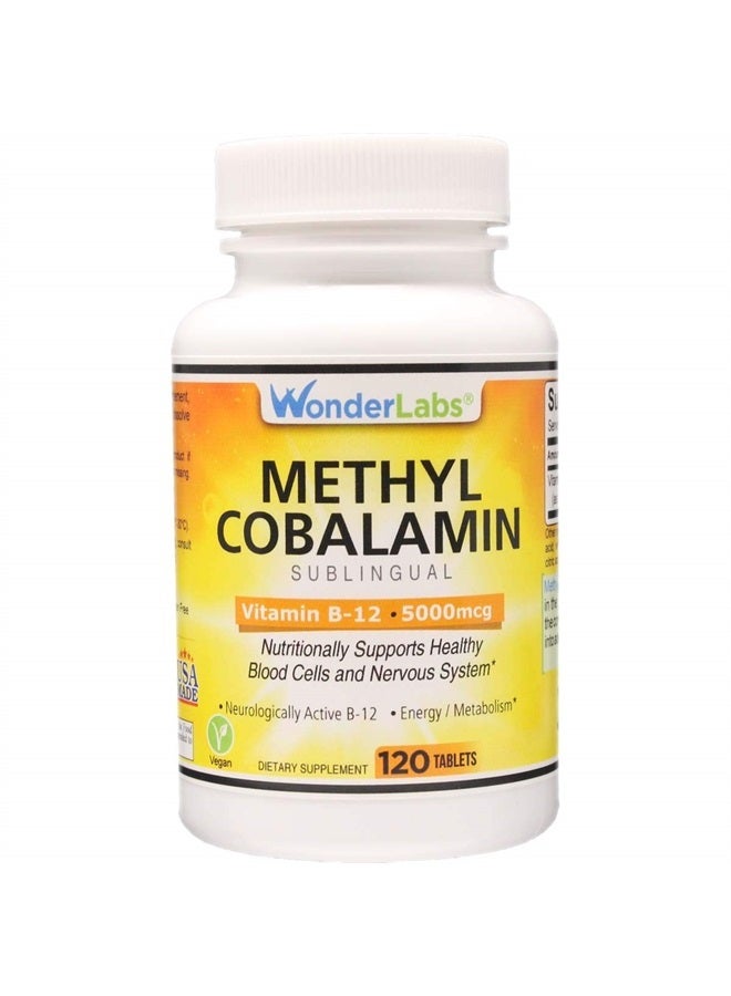 Wonder Laboratories Maximum Strength Methylcobalamin Vitamin B-12, Sublingual Vitamin B-12 5,000mcg 3rd Party Tested for Purity and Potency- 120 Tablets - Image 1