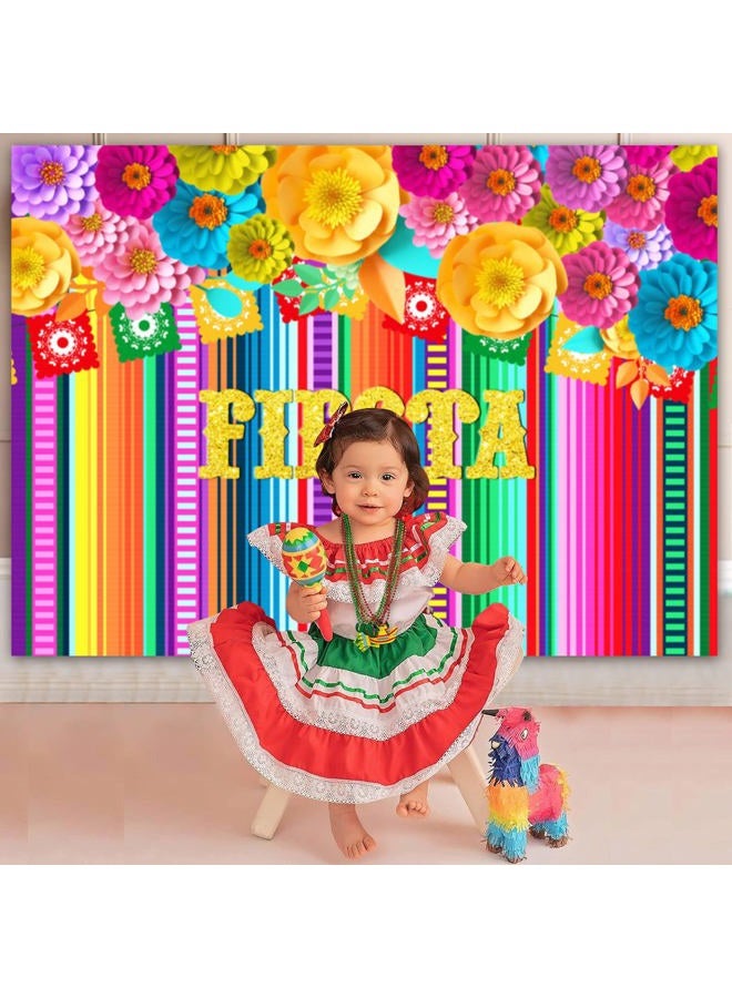 sensfun خلفية حفلة فييستا مكسيكية من سينسفون بألوان مخططة وزهور ورقية لموضوع التصوير لخلفية عيد الميلاد لعيد المكسيك 5 مايو - Image 2