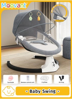 Moovant Baby Swing for Infants, Comfort Cradling Baby Rocker, Portable Newborn Electric Rocking Chair, Adjustable Backrest Baby Bouncer, Electric Cradle Bed, with Music and Mosquito Net  - Image 1