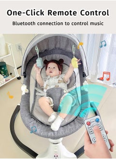 Moovant Baby Swing for Infants, Comfort Cradling Baby Rocker, Portable Newborn Electric Rocking Chair, Adjustable Backrest Baby Bouncer, Electric Cradle Bed, with Music and Mosquito Net  - Image 3