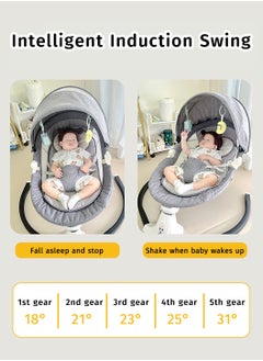Moovant Baby Swing for Infants, Comfort Cradling Baby Rocker, Portable Newborn Electric Rocking Chair, Adjustable Backrest Baby Bouncer, Electric Cradle Bed, with Music and Mosquito Net  - Image 5