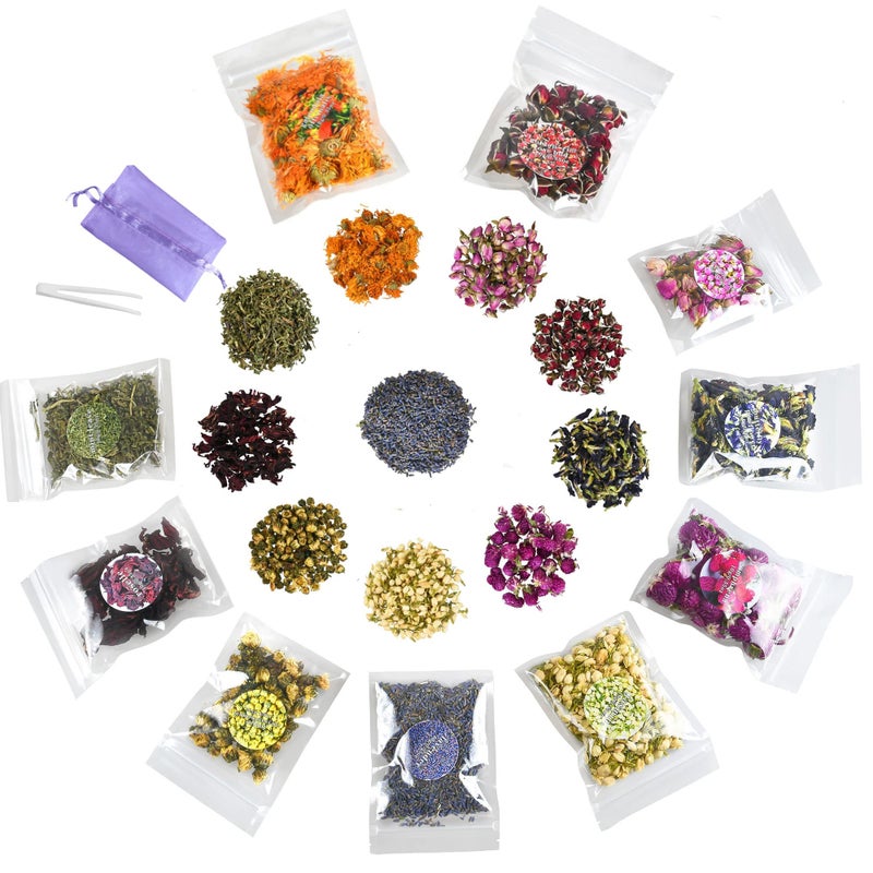 DoraMagic Natural Dried Flowers Kit 10 Bags Dried Flowers Herbs for Soap MakingCandle Resin Jewelry Bath Dried Flowers Bulk Include Rose BudsLavenderJasmine and More 