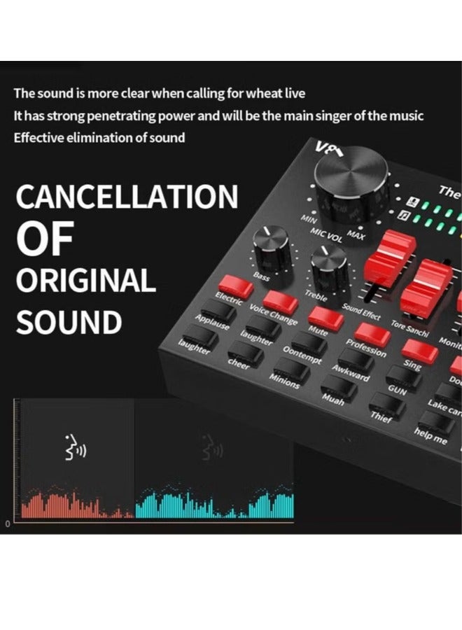 V8S Live Sound Card Bluetooth Sound Mixer Board 3.5mm Audio Interface Live Sound Card with 16 Sound Effects 6 Connecting Methods Dual DSP Noise Reduction Chip For Live Streaming Recording Game PC  - Image 5