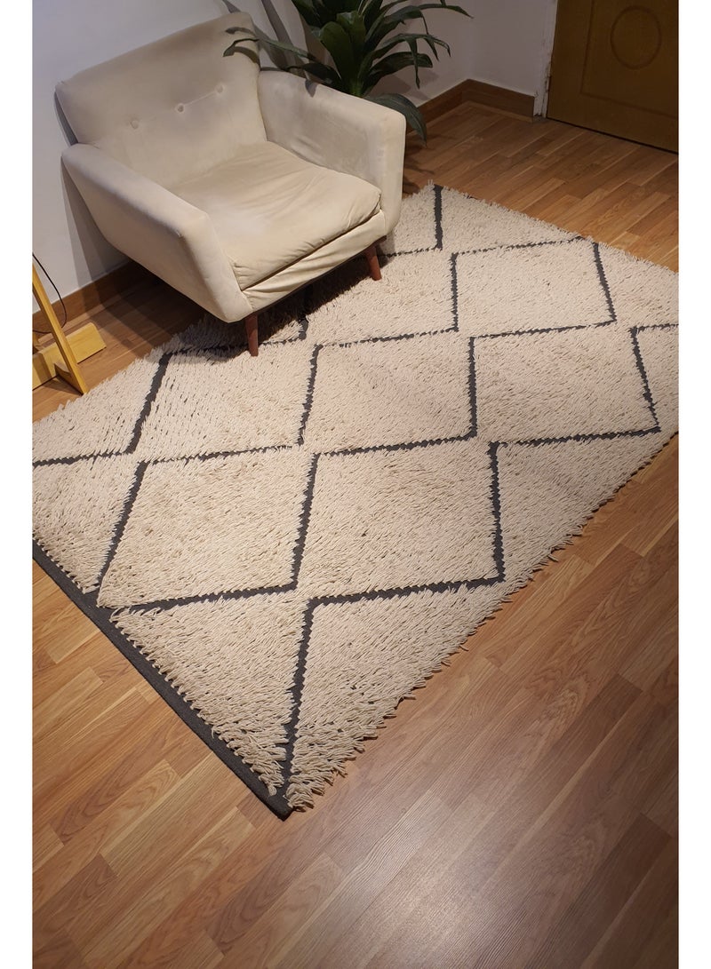 كيليم ستوديو كليم عصري مصنوع يدويًا باللونين البيج والأسود - Image 2