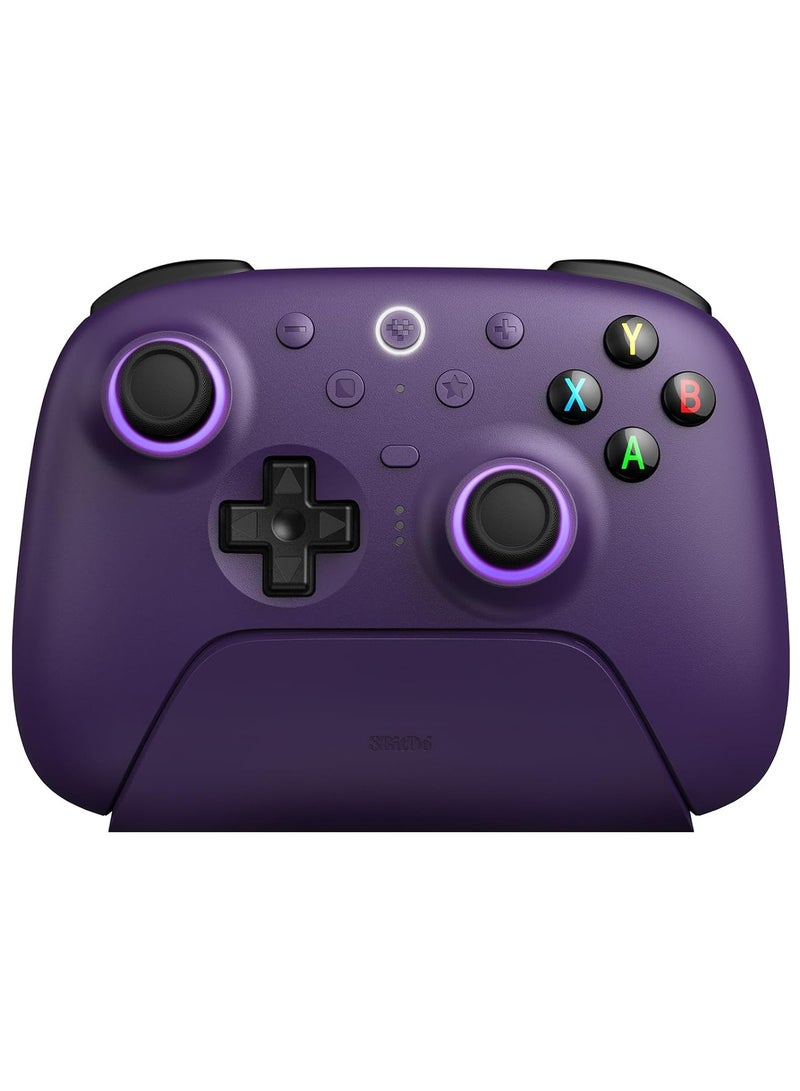 8Bitdo وحدة تحكم ألعاب احترافية 8BitDo Ultimate 2 اللاسلكية، اتصال ثلاثي الوضع لأجهزة الكمبيوتر، سويتش، iOS، أندرويد مع عصي التحكم TMR، زنبركات هول/لمسية، تحكم بالحركة، جيروسكوب بستة محاور، حلقة نارية RGB، معدل استقصاء 1000Hz، بطارية قابلة للشحن بسعة 1000mAh، قاعدة شحن ذكية للتشغيل والإيقاف التلقائي. - Image 1