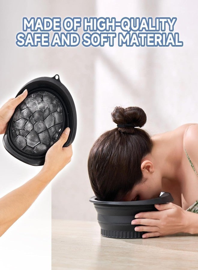 Face Bowl for Ice with Built-In Ice Tray,Facial Ice Bath Bowl, Portable Foldable Facial Plunge Bowl, Collapsible for Face Ice Bath Home & Travel (PACK OF 1) (1PIS+BLACK+FACE+BOWL)/463 - Image 2