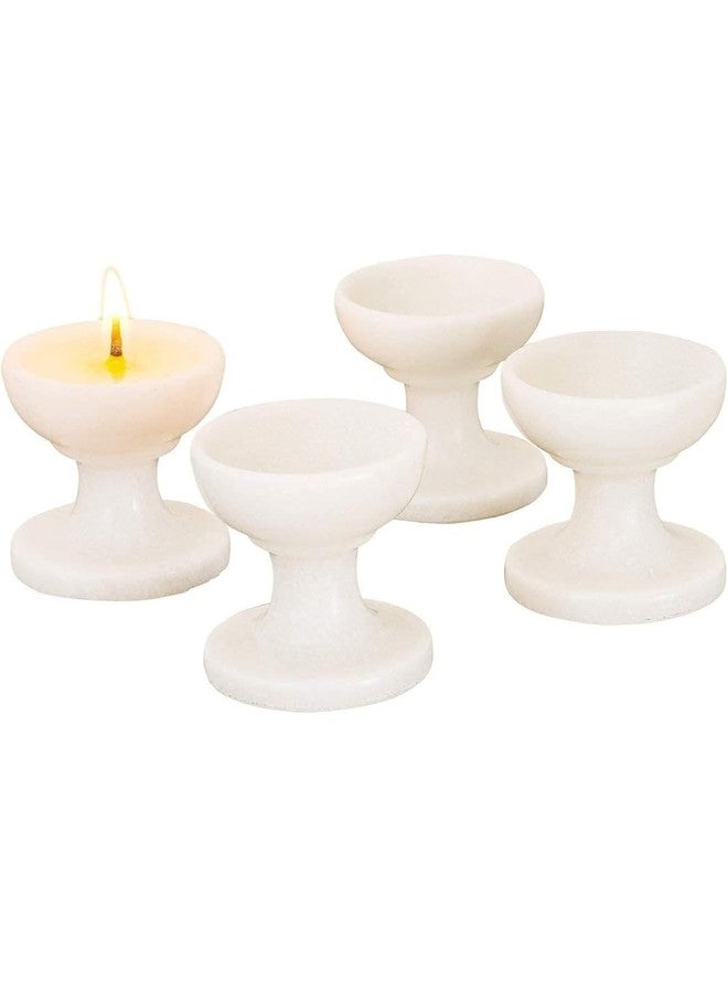 White Marble Candle Holders, Set of 4, Pedestal Design - Image 1