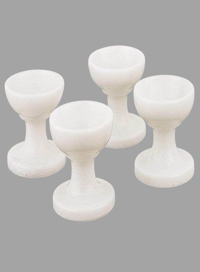 White Marble Candle Holders, Set of 4, Pedestal Design - Image 3
