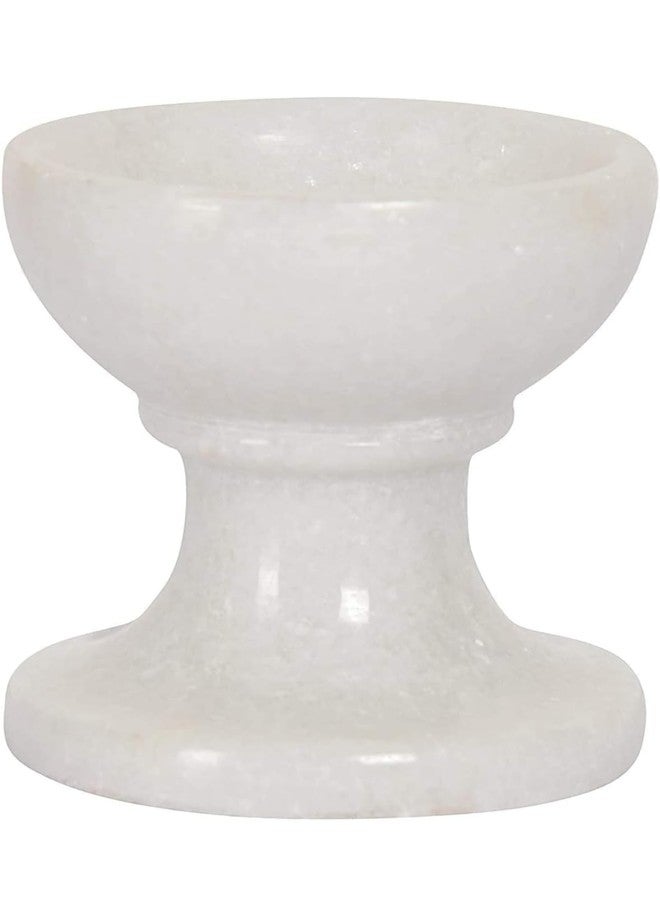 White Marble Candle Holders, Set of 4, Pedestal Design - Image 4