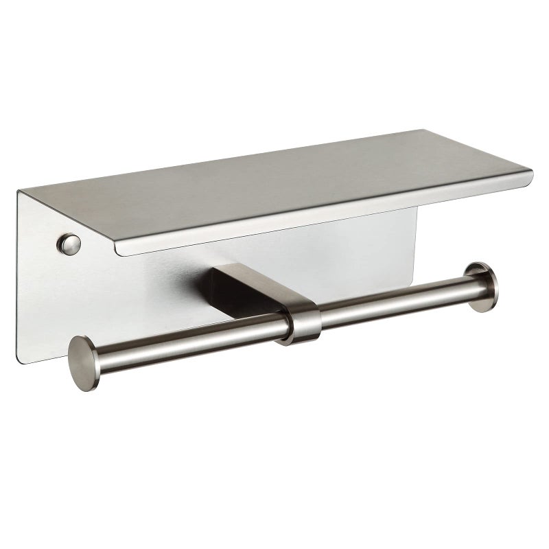 BGL Double Toilet Paper Holder with Shelf Brushed Nickel Toilet Paper Holder Wall Mounted - Image 1