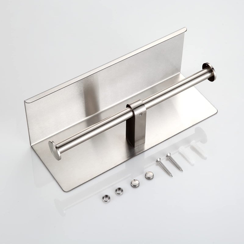 BGL Double Toilet Paper Holder with Shelf Brushed Nickel Toilet Paper Holder Wall Mounted - Image 3